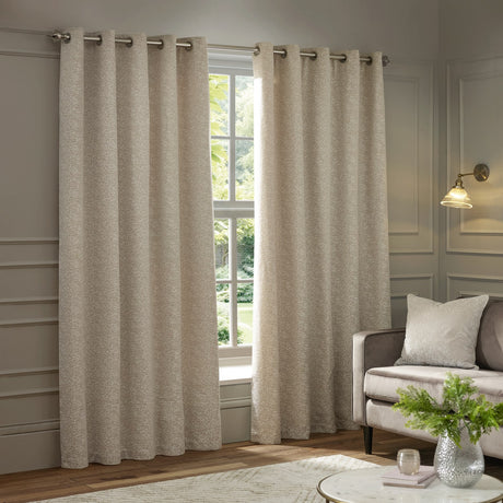 Galaxy Chenille Fully Lined Eyelet Curtains - Ivory