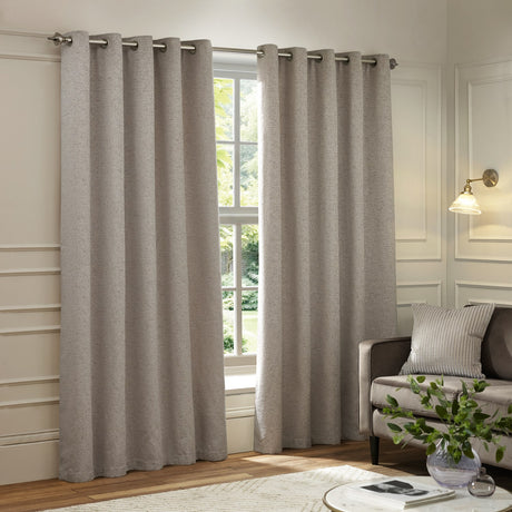 Galaxy Chenille Fully Lined Eyelet Curtains - Silver