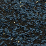 Close-up of the Galaxy Eyelet Chenille Cushion in navy, showing textured chenille yarn with a mottled pattern and subtle golden flecks throughout.