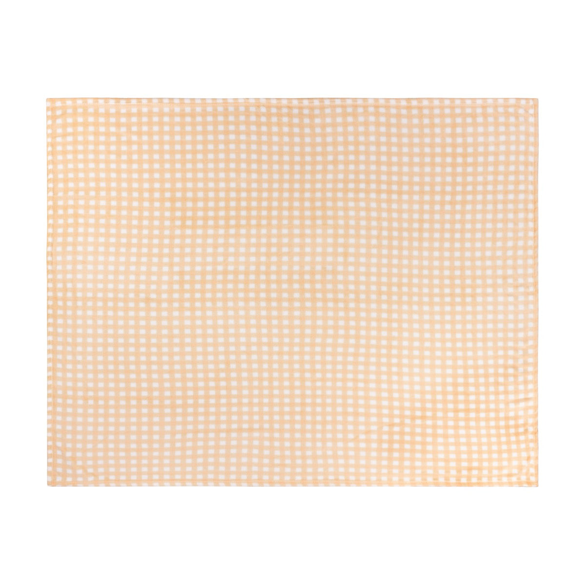 Gingham Check Polyester Throw in yellow and white, plush fleece with a small even check pattern, shown flat against a plain white background.