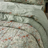 Golden Lily Percale Cotton Bedspread - Herbal Green
