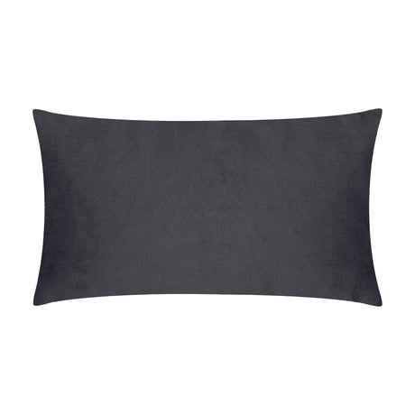Rectangular black velvet bolster cushion, plain reverse side shown, on a white background.