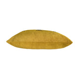 Side view of the Gold Bee Animal Velvet Cushion, a rectangular gold faux-velvet lumbar cushion with faint bee motifs visible along the top edge, shown on a plain white background.
