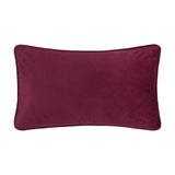 Rectangular velvet cushion in deep burgundy shown reverse-side, plain and unadorned, on a white background.