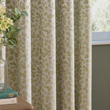 Grace Leaf Jacquard Fully Lined Eyelet Curtains - Sage