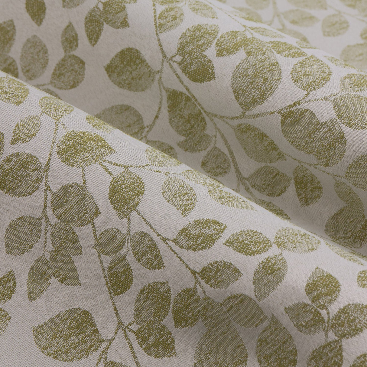 Grace Leaf Jacquard Fully Lined Eyelet Curtains - Sage
