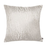 Square Hamlet cushion in alabaster, featuring a metallic foil-printed marbled pattern on a pale cream polyester ground, shown on a plain white background.