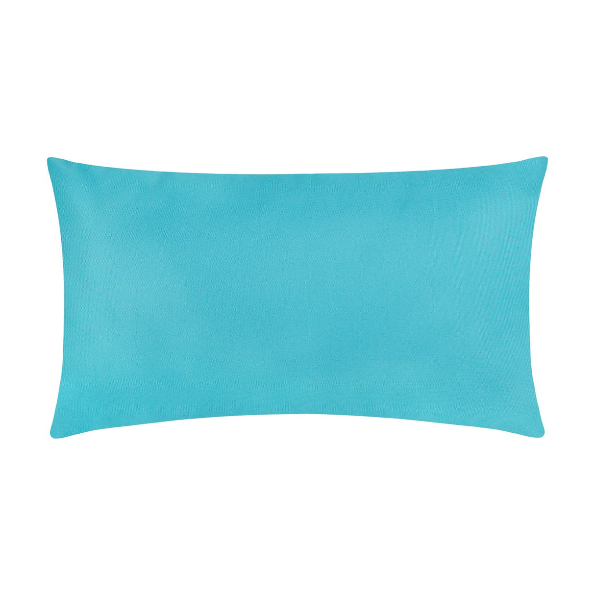 Rectangular polyester cushion in plain blue, shown reverse side, oblong bolster shape on a white background.
