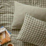 Harriet Gingham Reversible Cotton Pillowcase Pair - Baygreen/Mist
