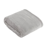 Harrow Plain Polyester Throw in grey, folded to show its flannel fleece texture, on a plain white background.