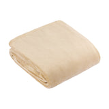Harrow Plain Polyester Throw in natural cream, folded to show its smooth flannel fleece surface, on a plain white background.