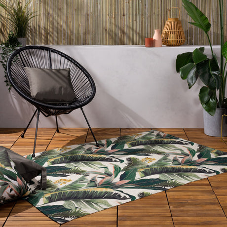 Hawaii Floral Polyester Rug - Green