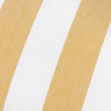 Close-up of the Hayle Reversible Cotton Cushion in Honey, showing wide honey and white striped cotton fabric with a woven textured finish.
