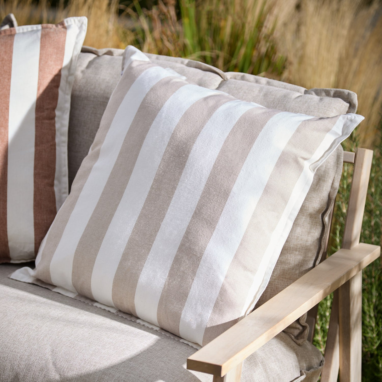 Hayle Reversible Cotton Cushion - Natural