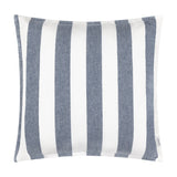 Hayle Reversible Cotton Cushion in navy, square 50x50cm cover with bold wide navy-and-white stripes, shown on a plain white background.