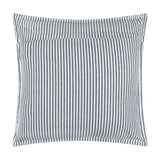 Hayle Reversible Cotton Cushion in navy, square 50x50cm with narrow navy-and-white stripes on this reverse side, shown on a plain white background.