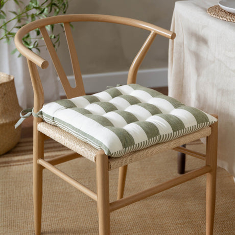 Hayle Reversible Cotton Seat Pad - Moss