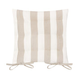 Hayle reversible cotton seat pad in natural broad stripe over white, with tie fastenings, shown on a plain white background.