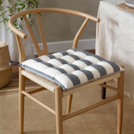 Hayle Reversible Cotton Seat Pad - Navy