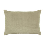 Haze Plain Velvet Cushion in Quartz, a rectangular quilted velvet cushion with fine ribbed texture in a soft beige-greige tone, shown on a plain white background.