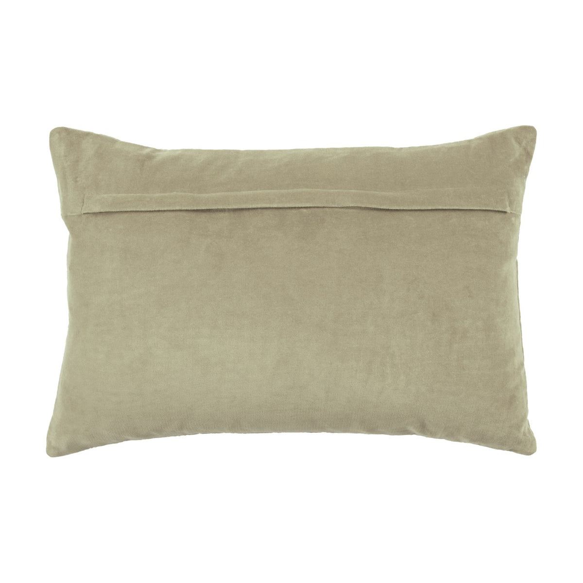 Haze Plain Velvet Cushion in Quartz, rectangular velvet cushion with plain beige-greige finish and rear envelope closure, shown on a white background.