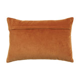 Haze Plain Velvet Cushion in Sunset orange, rectangular lumbar shape with plain velvet reverse and concealed fabric flap opening, shown on a white background.
