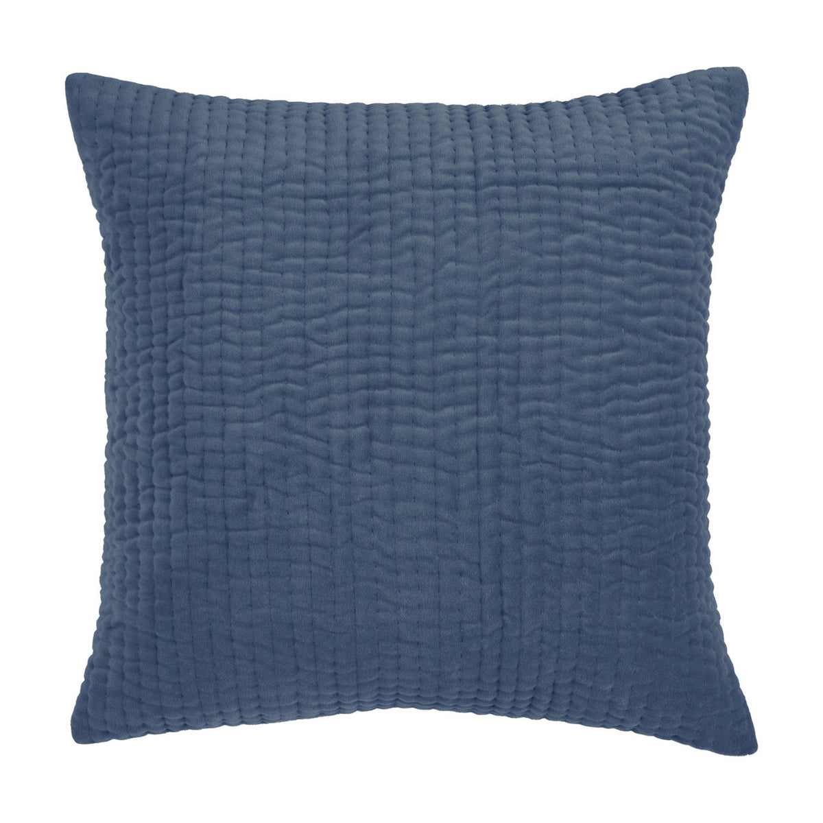 Haze Plain Velvet Cushion in Bluebelle, a square 50 x 50cm design with finely quilted parallel channel texture, shown on a plain white background.