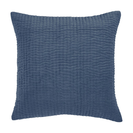 Haze Plain Velvet Cushion in Bluebelle, a square 50 x 50cm design with finely quilted parallel channel texture, shown on a plain white background.