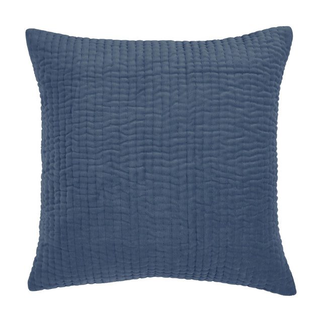 Haze Plain Velvet Cushion in Bluebelle, a square 50 x 50cm design with finely quilted parallel channel texture, shown on a plain white background.