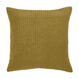 Haze Plain Velvet Cushion in mustard yellow, square with quilted run-stitched ridges on the front, shown on a plain white background.