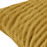 Close-up of the Haze Plain Velvet Cushion in mustard yellow, showing run-stitched quilting that creates fine parallel ridges across the soft velvet surface.