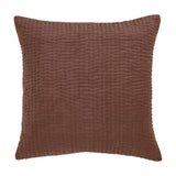 Haze Plain Velvet Cushion in Persimmon, a 50x50cm square cushion with a quilted, ripple-textured front in warm rust-brown velvet, shown against a plain white background.