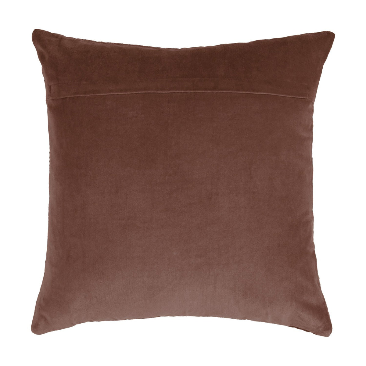 Haze Plain Velvet Cushion in Persimmon, square with plain smooth velvet reverse in a warm rust-brown shade, shown on a white background with a concealed zip opening.