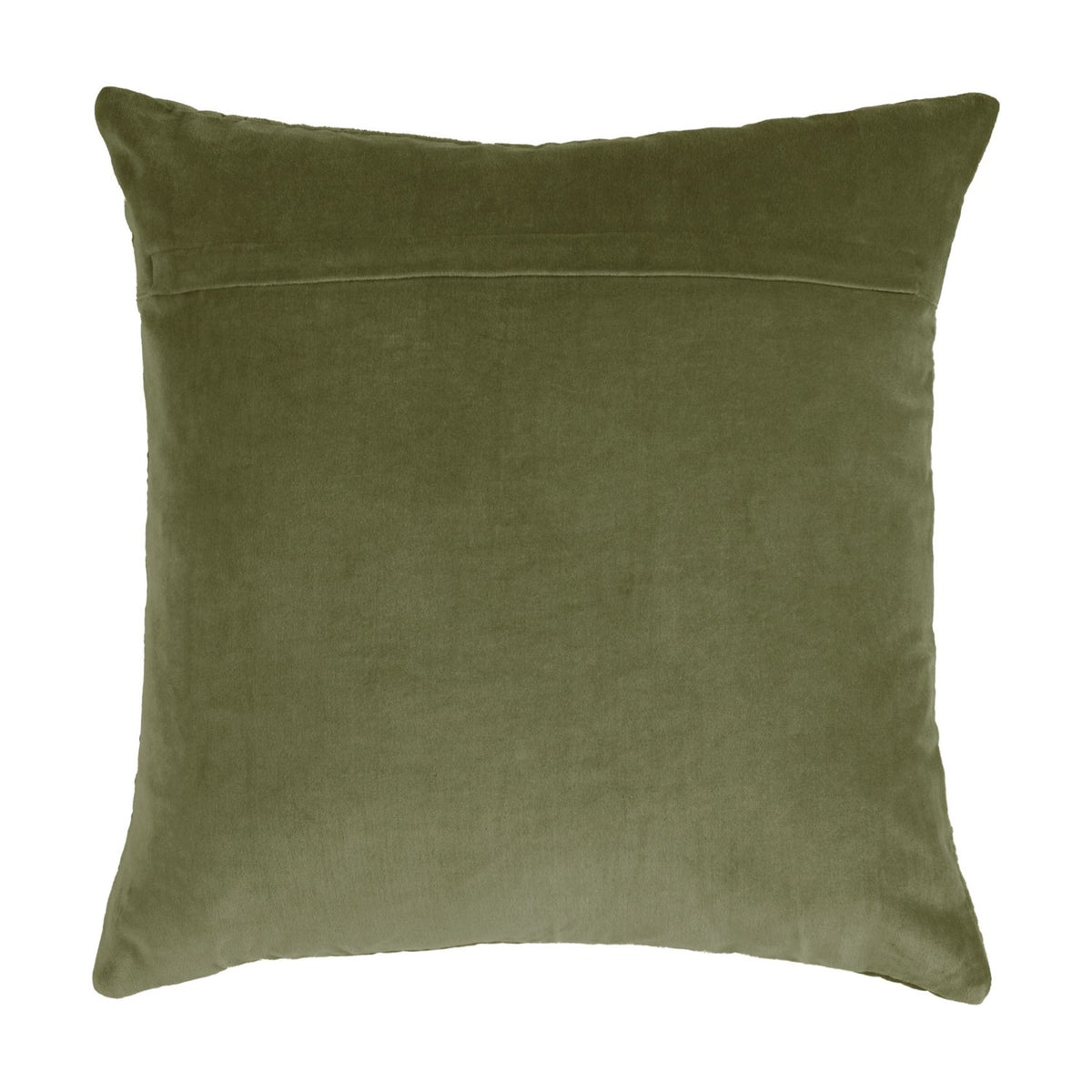 Haze Plain Velvet Cushion in sage green, square shape with a plain velvet back and concealed zip closure, shown on a white background.
