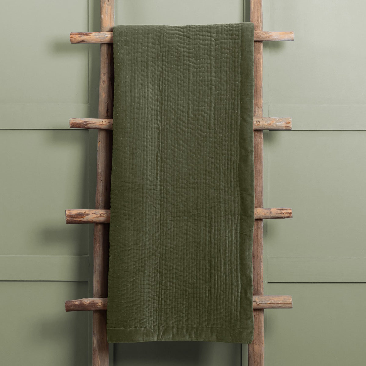 Haze Velvet Cotton Throw - Sage