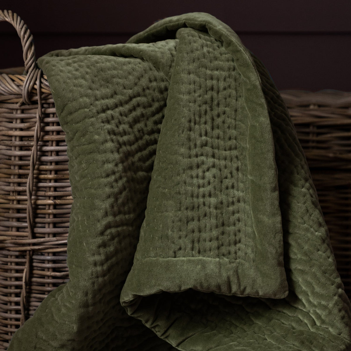 Haze Velvet Cotton Throw - Sage