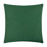Square outdoor cushion in the House of Bloom range, shown in plain dark green polyester fabric with a piped edge on a white background.