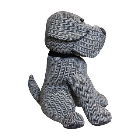 Herringbone Dog Animal Polyester Door Stop - Grey
