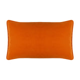 Rectangular orange velvet cushion with piped edging, shown plain on a white background, from the House of Bloom Floral Velvet Cushion range.