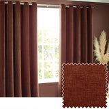 Heavy Chenille Velvet Lined Eyelet Curtains - Nutmeg
