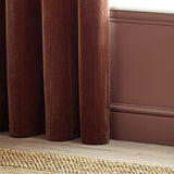Heavy Chenille Velvet Lined Eyelet Curtains - Nutmeg