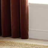 Heavy Chenille Velvet Lined Eyelet Curtains - Nutmeg