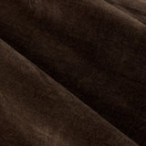 Close-up of Heavy Chenille pencil pleat curtains in brown velvet fabric, showing draped folds with a soft, plush pile and subtle sheen.