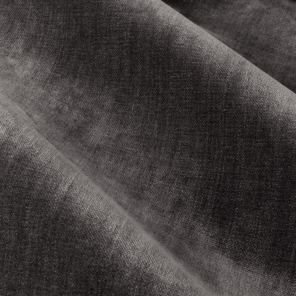 Heavy Chenille Plain Velvet Pencil Pleat Curtains - Charcoal