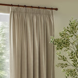 Heavy Chenille Velvet Linen Pencil Pleat Curtains - Linen