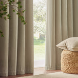 Heavy Chenille Velvet Linen Pencil Pleat Curtains - Linen