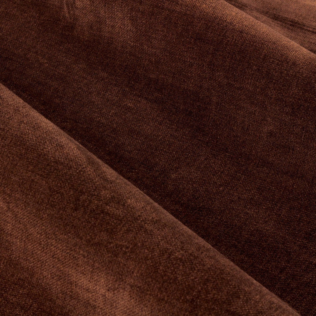 Close-up of Heavy Chenille Plain Velvet Pencil Pleat Curtains in nutmeg, showing the soft, mottled chenille fabric texture with folds and pleats.