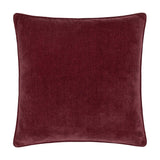 Square Heavy Chenille Plain Velvet Cushion in beetroot red with a piped edge, shown on a plain white background.