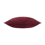 Side view of the Heavy Chenille Plain Velvet Cushion in beetroot red, showing its piped edge and slubbed chenille texture against a plain white background.
