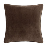 Square brown chenille velvet cushion with a dense short pile and matching piped edge trim, shown on a plain white background.